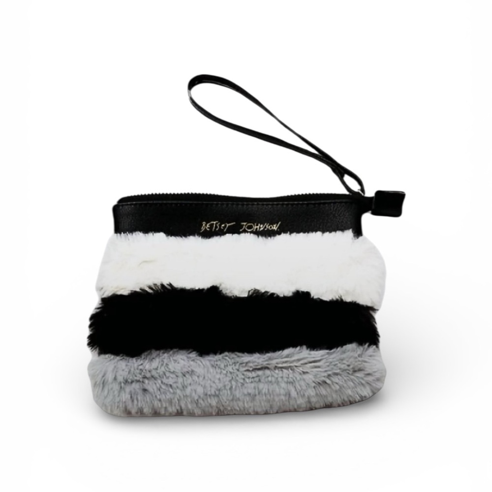 Betsey Johnson Color Block Fur Wristlet